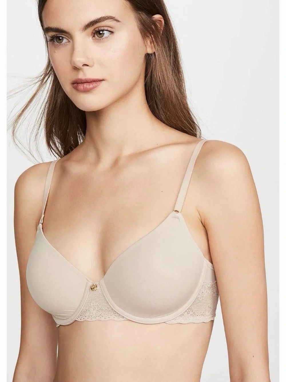 Natori Beige Lace-Trim T-Shirt Bra